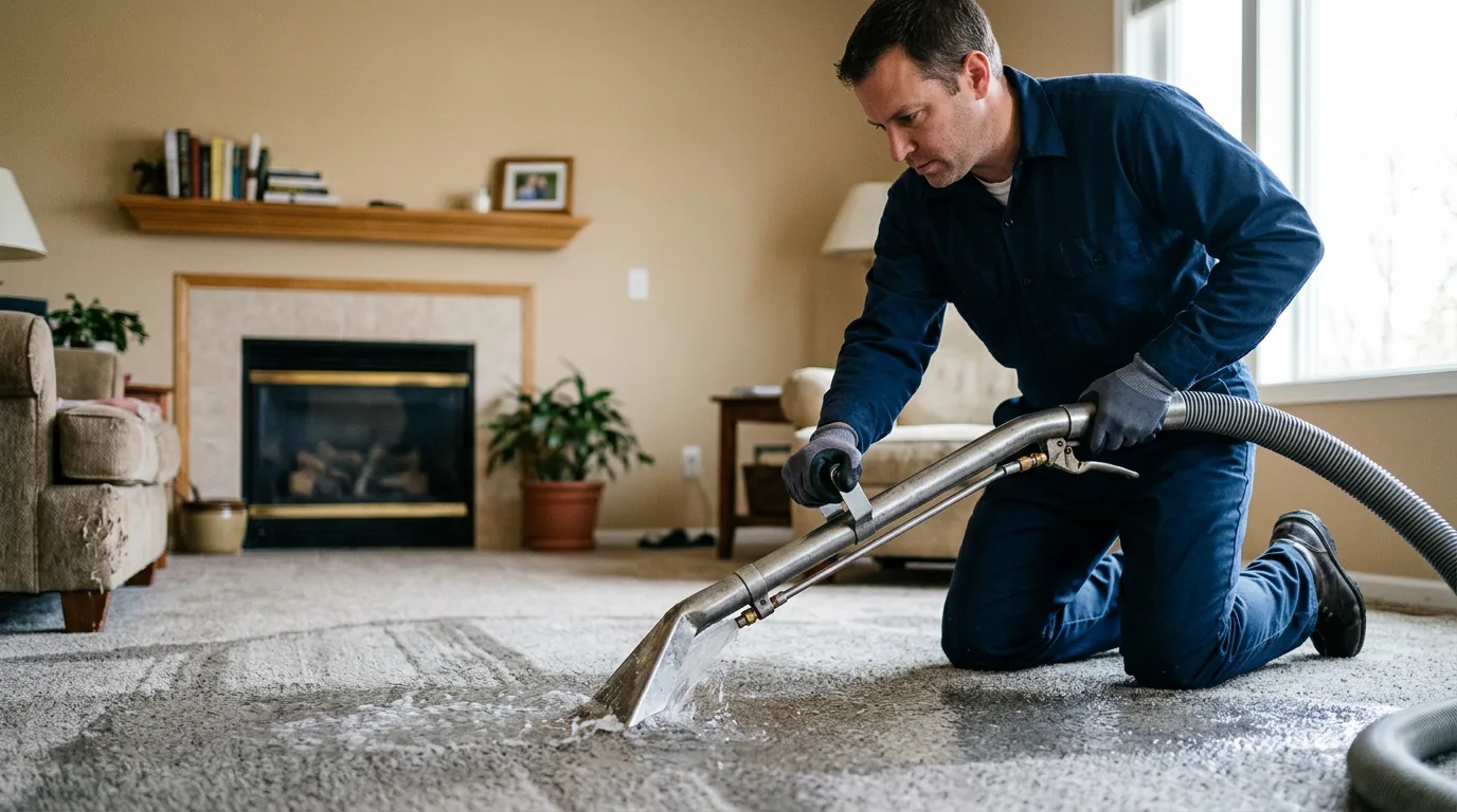 Water damage restoration technician working near Farnham, VA